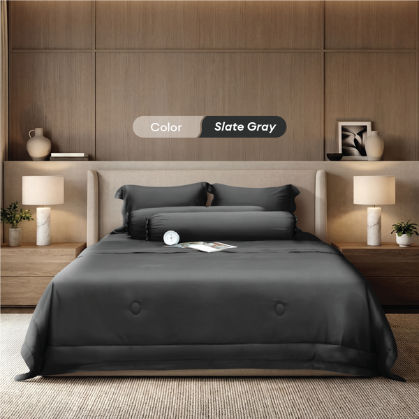 Bộ chăn ga gối Tencel NIN Florence Slate Gray