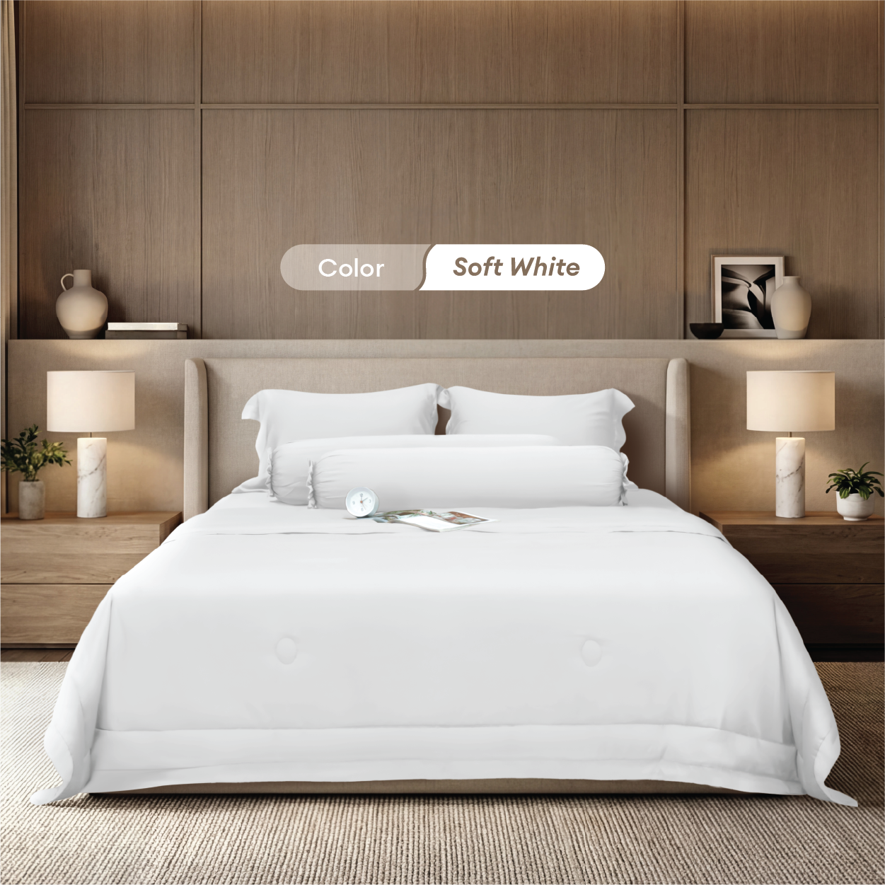 Bộ chăn ga gối Tencel NIN Florence Soft White