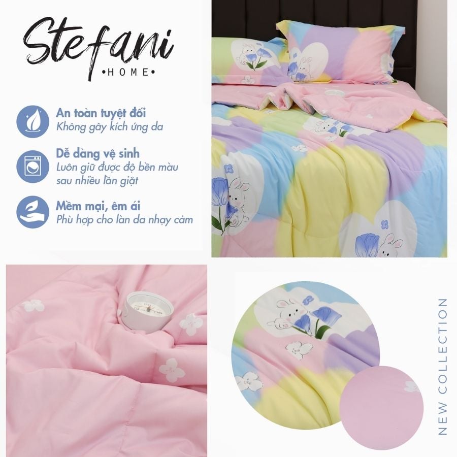 ST200046 - Bộ chăn ga gối Microfiber STEFANI