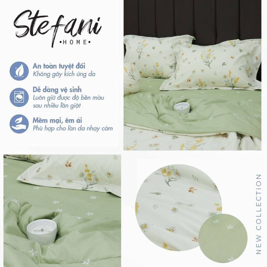 ST200050 - Bộ chăn ga gối Microfiber STEFANI