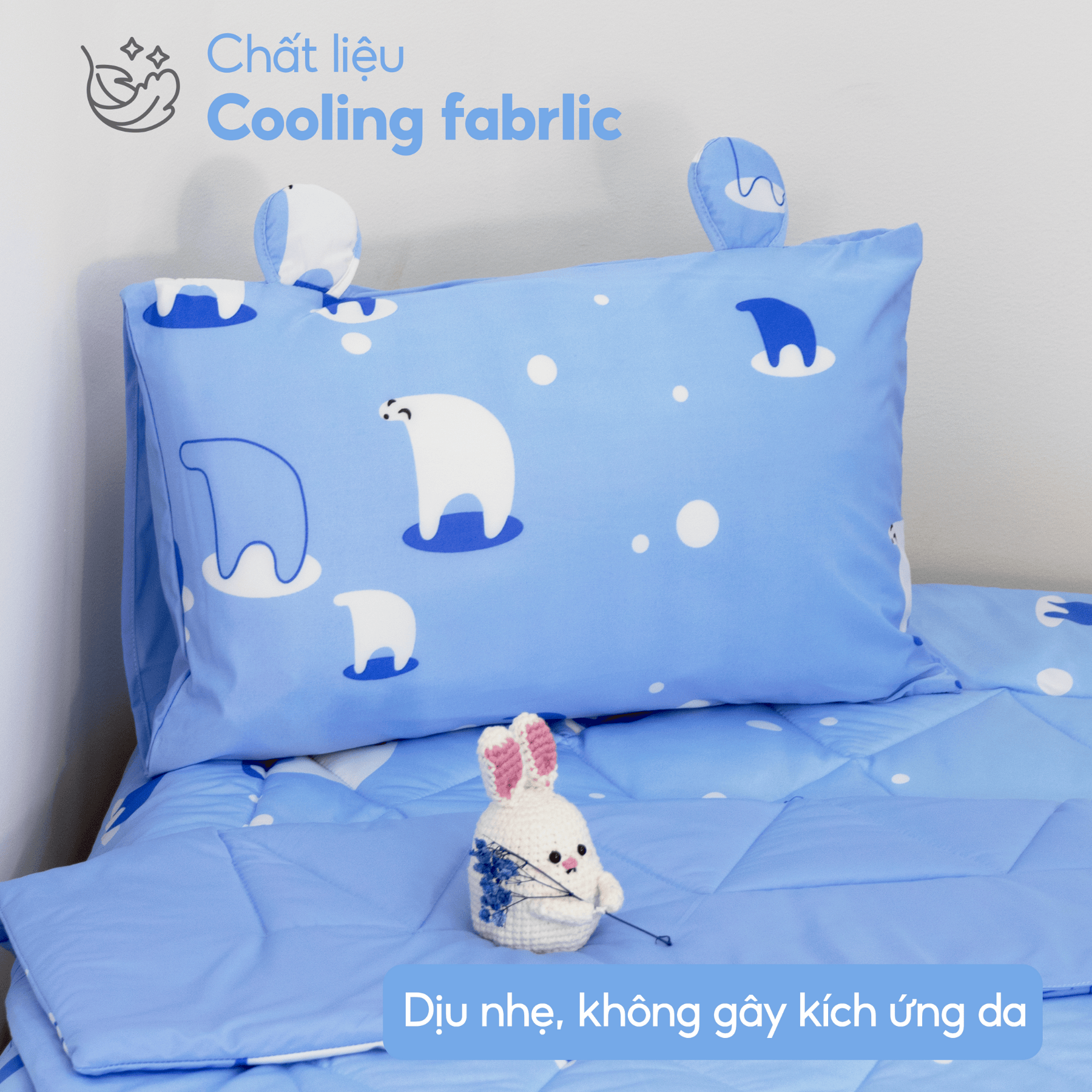 Snow Bear - Bộ 5 món gấp gọn tiện lợi cho bé đi học Cooling Fabric cao cấp