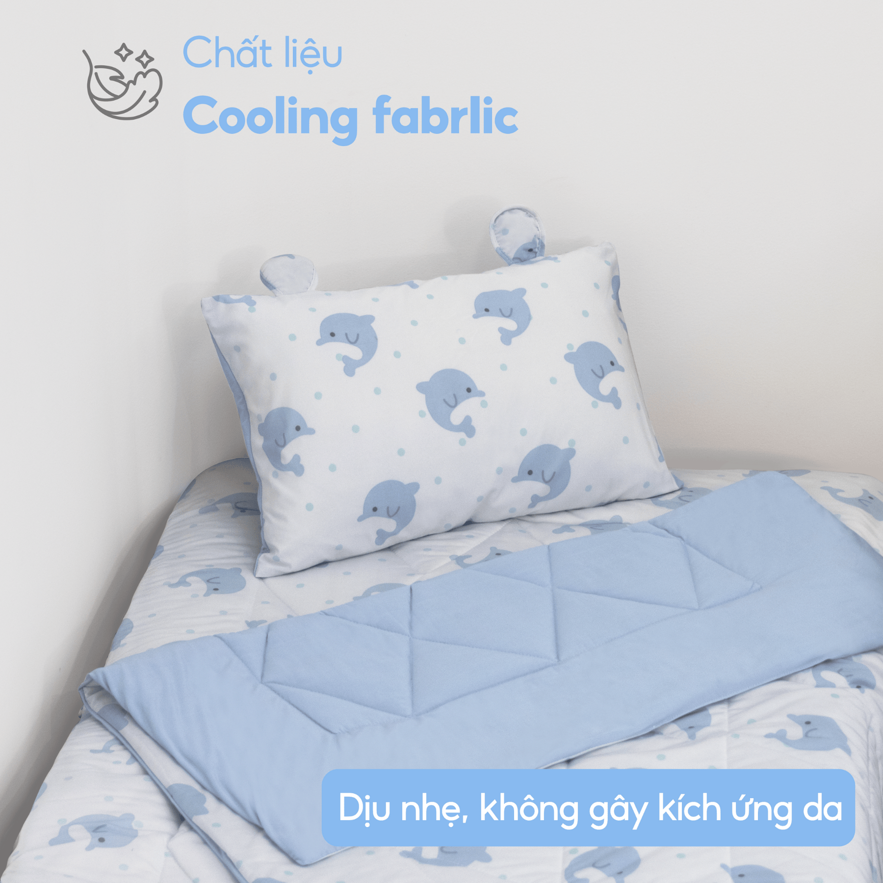 School Dolphin - Bộ 5 món gấp gọn tiện lợi cho bé đi học Cooling Fabric cao cấp