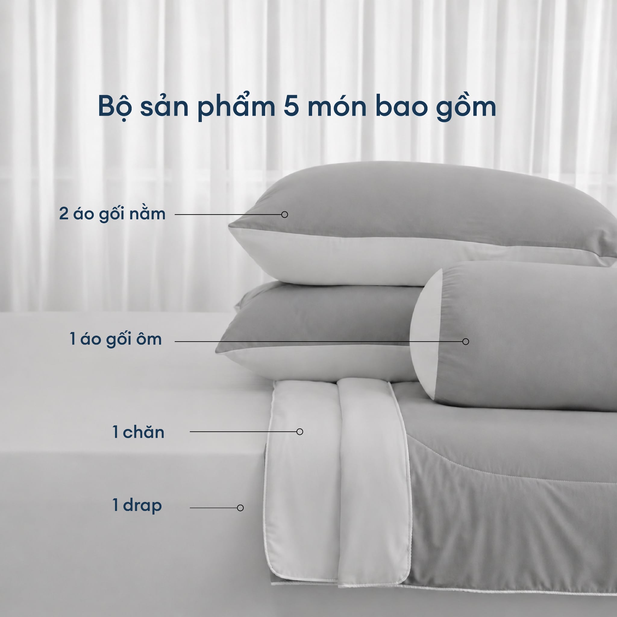 Mist Grey - Bộ chăn ga gối NIN Cool Plus