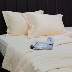 C190708 - Bộ chăn ga gối Microfiber NIN CLASSIC be nhạt Ivory