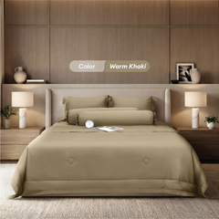 Bộ chăn ga gối Tencel NIN Florence Warm Khaki