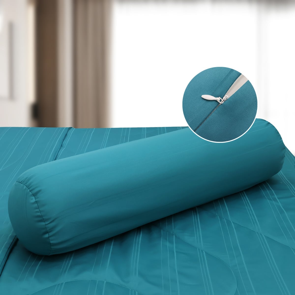 C190710 - Bộ chăn ga gối Microfiber NIN CLASSIC xanh thiên thanh Teal Blue