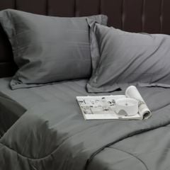 C190713 - Bộ chăn ga gối Microfiber NIN CLASSIC màu Xám đậm Charcoal Grey