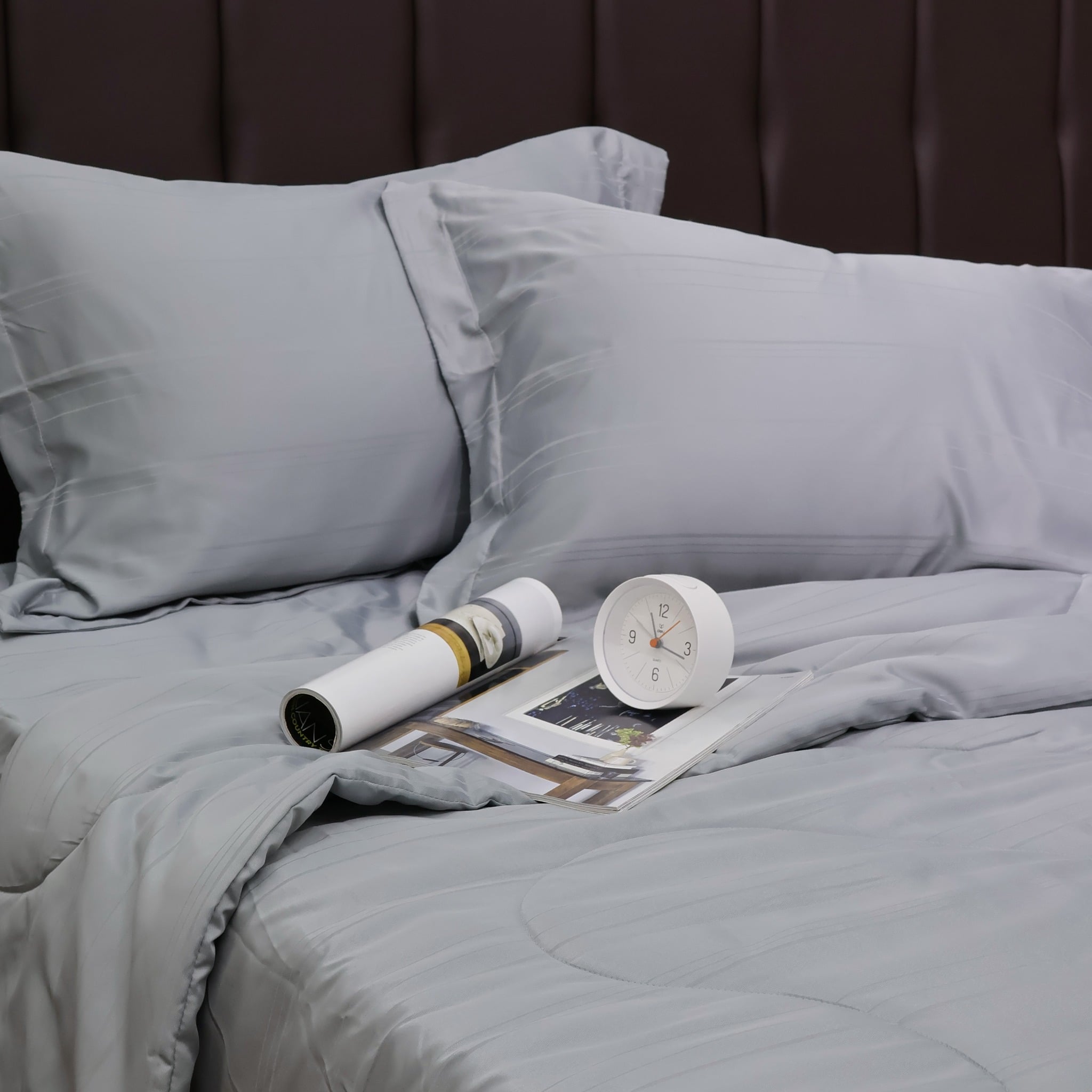 C190709 - Bộ chăn ga gối Microfiber NIN CLASSIC  xám nhạt Cool grey