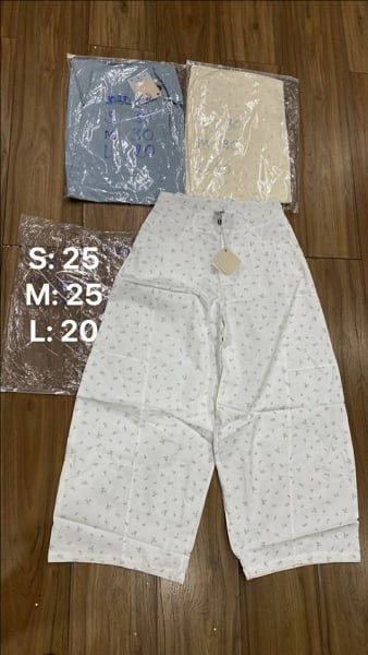  quần kaki hoa nhí xanh dương M 