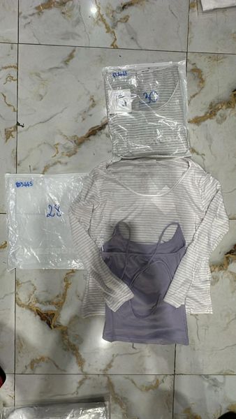  Set áo thun TD sọc kèm áo dây tím 