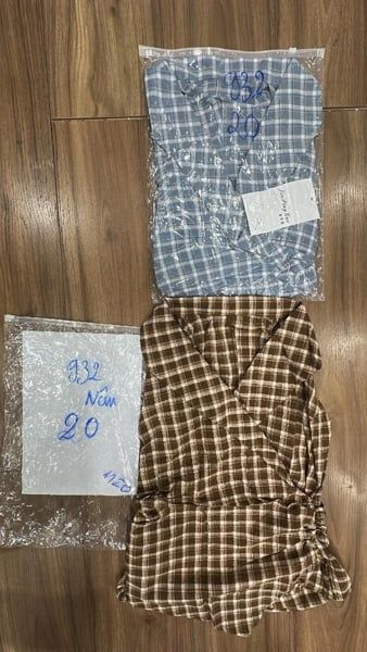  áo somi caro vạt chéo xanh 