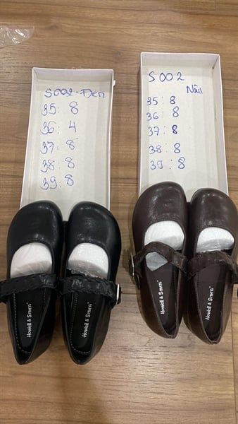  Giày mũi tròn tết quai đen 38 