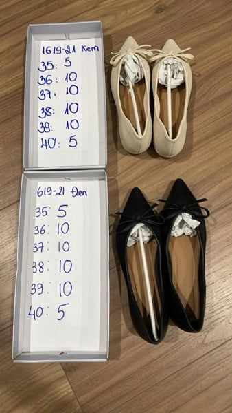  giày bb mũi nhọn nơ kem 36 