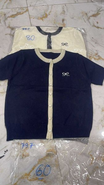  áo len cổ tròn viền y nơ navy 