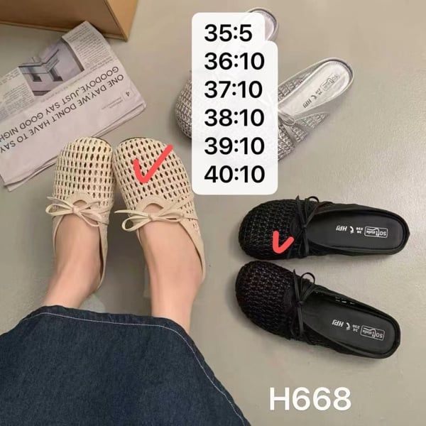  dép sục đan nơ đen 35 