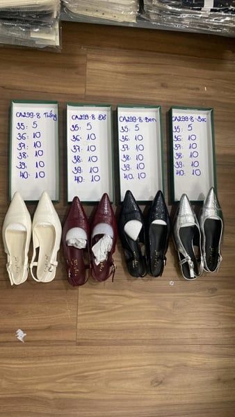  giày bb mũi nhọn da sần đen 35 