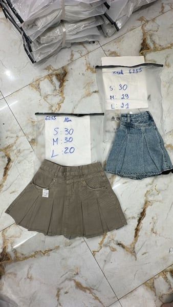  CV mini jeans xoè nâu S 