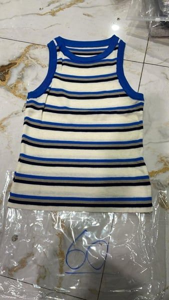  Áo 3 lỗ sọc trắng xanh 