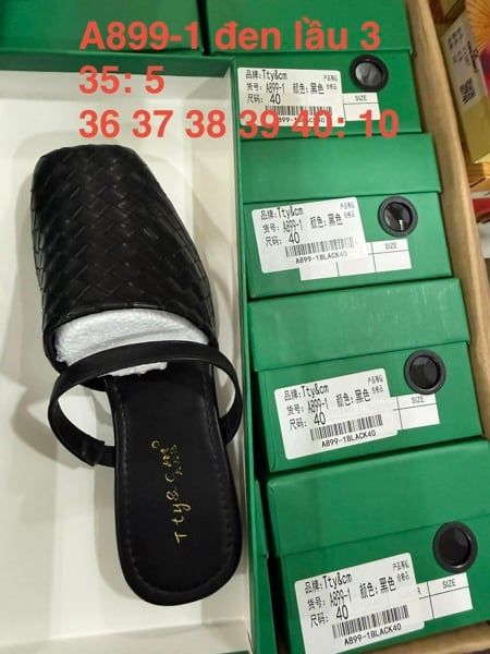  dép sục đan mũi vuông đen 37 