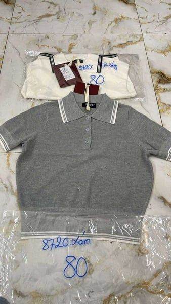  áo len polo viền đôi xám 