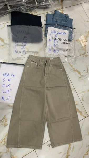  quần jeans ống rộng lửng 6333 xanh nhạt L 