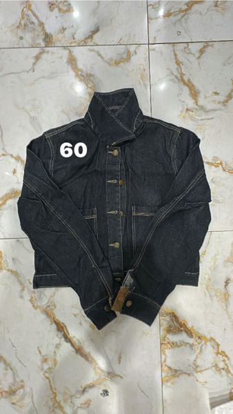  jaket jeans dây kéo phối nâu 