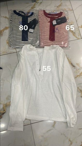  áo thun TD dây kéo nút sọc đen 