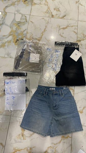  quần short jeans kèm nịt 7303 xanh S 