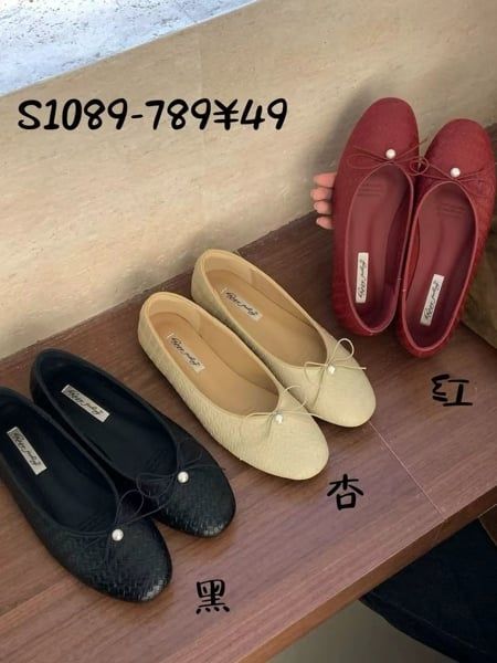  giày bb đan mũi tròn nơ S1089-789 kem 35 