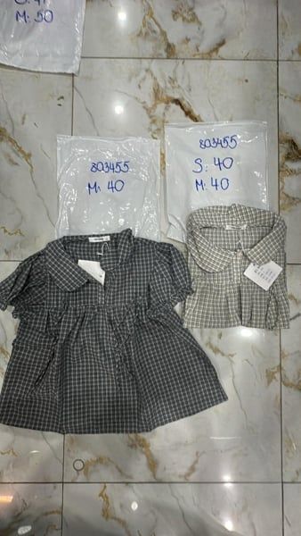  Áo bbd cổ sen caro xám M 