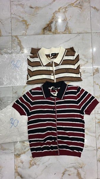  Áo len polo sọc đỏ 