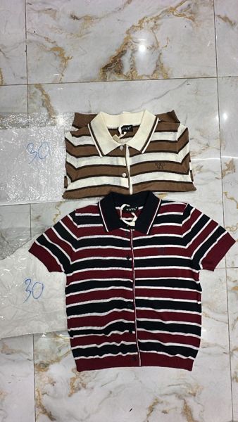  Áo len polo sọc đỏ 