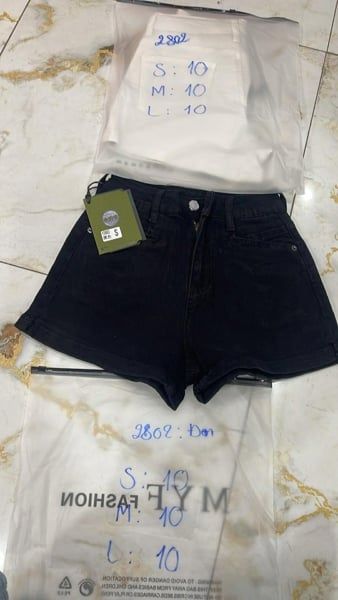  quần short jeans trơn 2802 đen M 