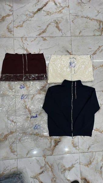  áo khoác len dây kéo đôi đỏ 