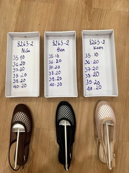 giày rọ lưới mũi tròn kem 38 