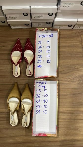  giày bb mũi nhọn satin bi đỏ 38 