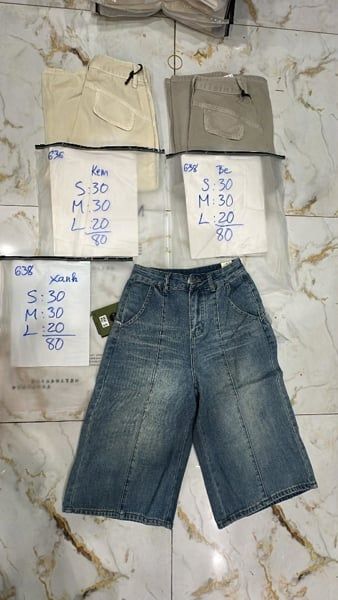  quần short đùi ráp ống 638 xanh L 