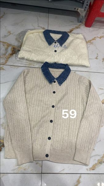  áo len xoắn cổ sm denim be 