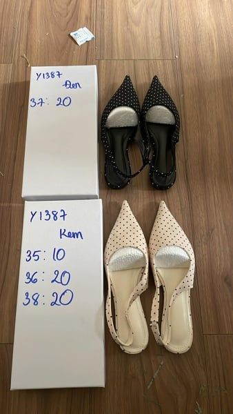  giày bb mũi nhọn satin bi đỏ 38 