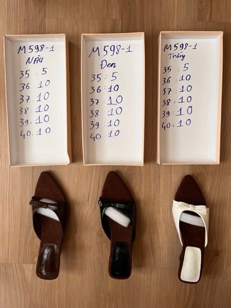  guốc mũi nhọn nơ trắng 38 