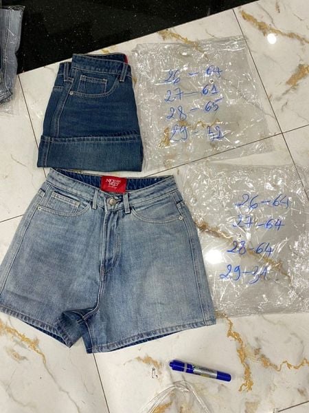  quần short jeans trơn LEN nhạt 26 