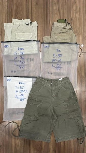 quần bermuda túi hộp rêu M 