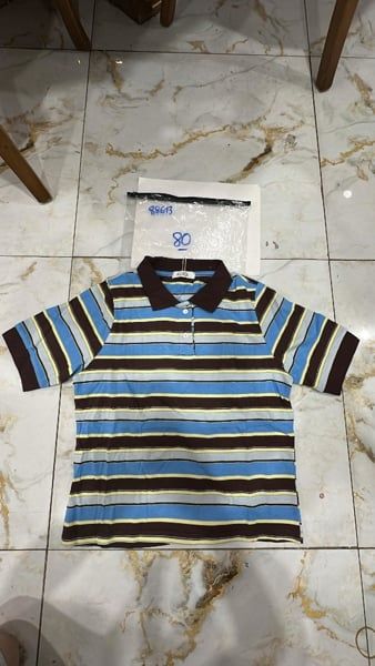  Áo thun polo cổ nâu sọc xanh 