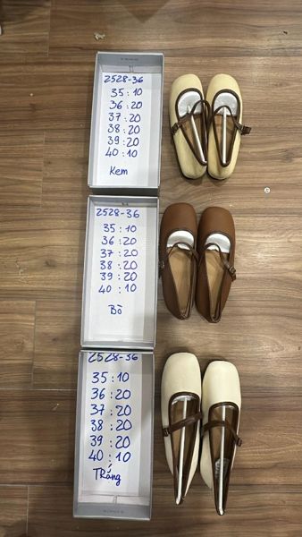  giày bb 2528-36 da viền nâu 39 