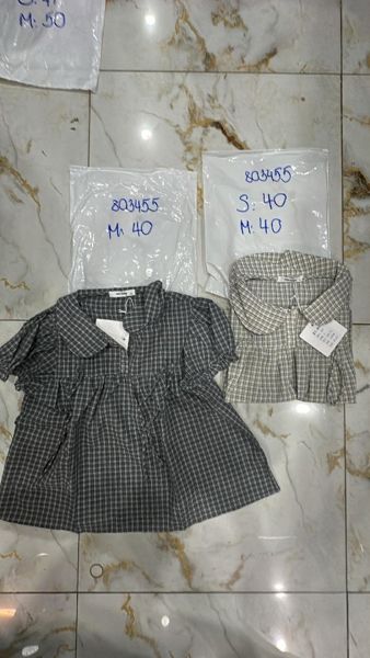  Áo bbd cổ sen caro navy M 