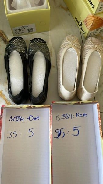  giày bb lưới phối da nơ đen 38 