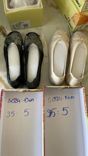  giày bb lưới phối da nơ đen 35 