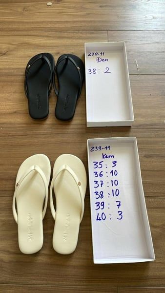  dép xỏ ngón da kem 38 