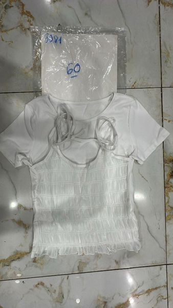  áo thun phối yếm tơ trắng 