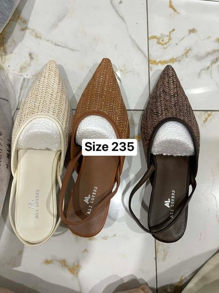  giày mũi nhọn 5cm cói socola 38 